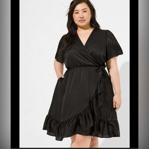 Black ruffle wrap dress